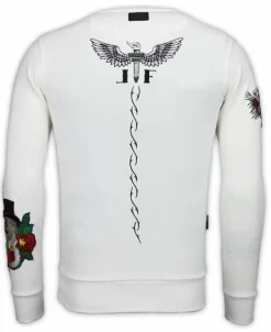 Sweater Heren Borduur - Notorious Tattoo - Wit