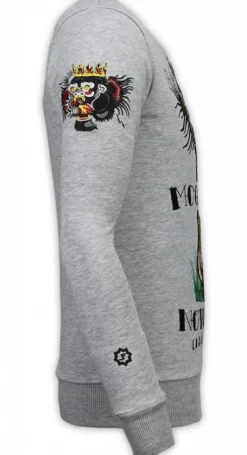 Sweater Heren Borduur - Notorious Tattoo - Grijs