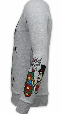 Sweater Heren Borduur - Notorious Tattoo - Grijs