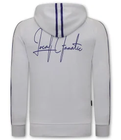 Trainingspak Heren - Double Striped - Wit / Blauw