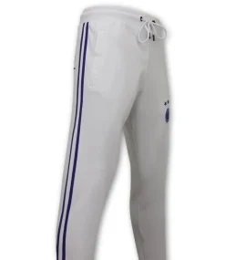 Trainingspak Heren - Double Striped - Wit / Blauw