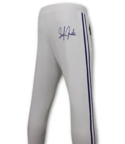 Trainingspak Heren - Double Striped - Wit / Blauw