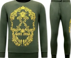 Trainingspak Heren - Golden Skull Embroidery - Groen