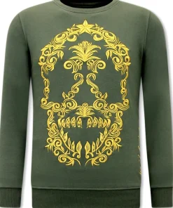 Trainingspak Heren - Golden Skull Embroidery - Groen