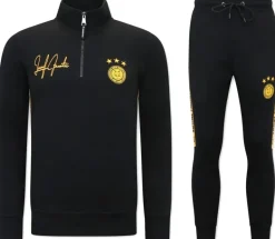 Trainingspak Heren - Hoodless Half Zipper - Zwart / Geel