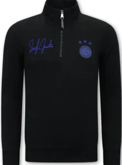 Trainingspak Heren - Hoodless Half Zipper - Zwart / Blauw