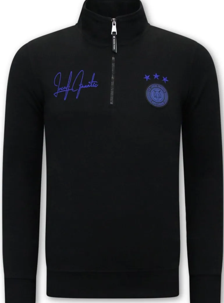 Trainingspak Heren - Hoodless Half Zipper - Zwart / Blauw