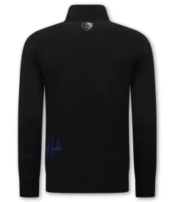 Trainingspak Heren - Hoodless Half Zipper - Zwart / Blauw