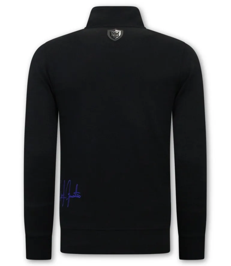 Trainingspak Heren - Hoodless Half Zipper - Zwart / Blauw