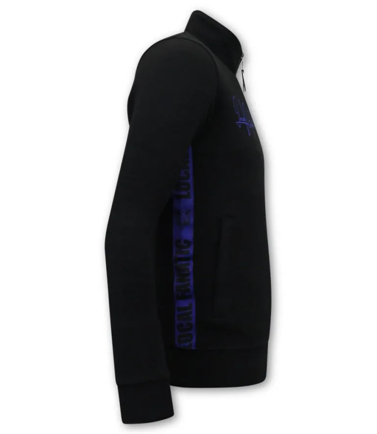 Trainingspak Heren - Hoodless Half Zipper - Zwart / Blauw