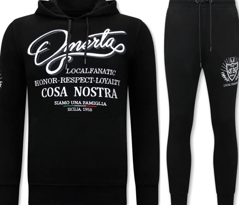 Trainingspak Heren - Omerta, Cosa Nostra - Zwart