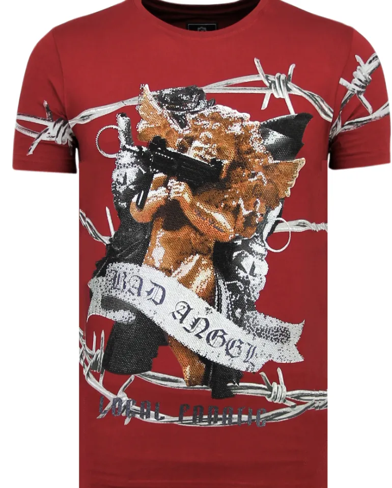 T-shirt Heren - Bad Angel - Bordeaux