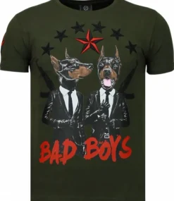 T-shirt Heren - Bad Boys Pinscher - Groen