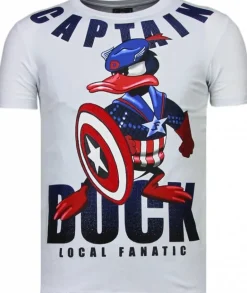 T-shirt Heren - Captain Duck - Wit