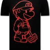 T-shirt Heren - Cartoon Wario - Zwart