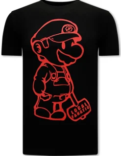T-shirt Heren - Cartoon Wario - Zwart