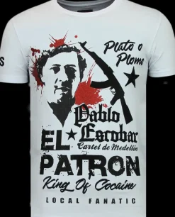 T-shirt Heren - El Patron Pablo Escobar - Wit