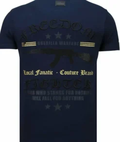 T-shirt Heren - Freedom Fighter - Blauw