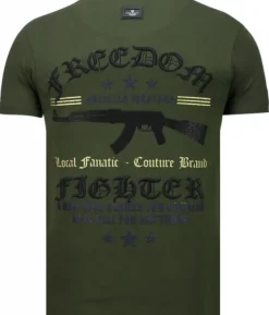 T-shirt Heren - Freedom Fighter - Groen