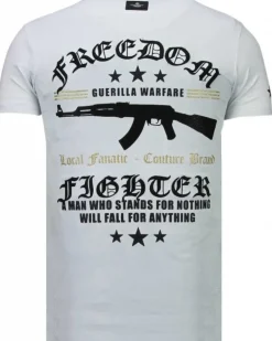 T-shirt Heren - Freedom Fighter - Wit