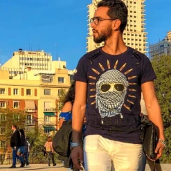 T-shirt Heren - Freedom Fighter - Blauw