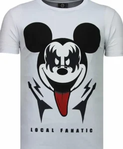 T-shirt Heren - Kiss My Mickey - Wit