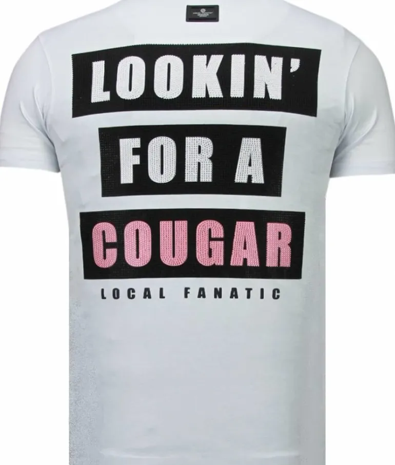 T-shirt Heren - Lookin' For A Cougar - Wit