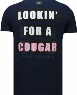 T-shirt Heren - Lookin' For A Cougar - Blauw