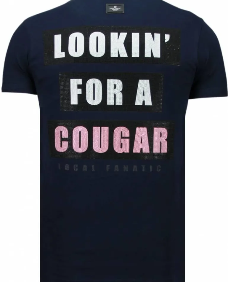 T-shirt Heren - Lookin' For A Cougar - Blauw