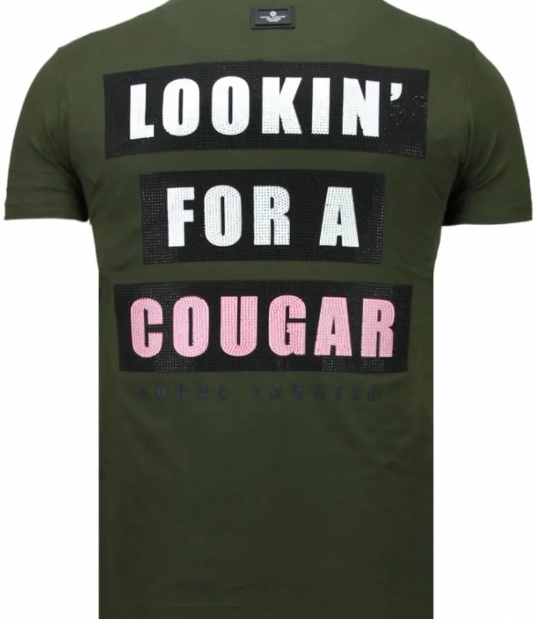 T-shirt Heren - Lookin' For A Cougar - Groen