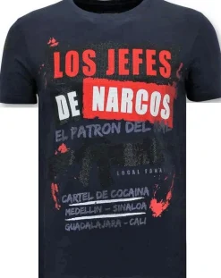 T-shirt Heren - Los Jefes De Narcos - Blauw