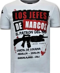 T-shirt Heren - Los Jefes De Narcos - Wit