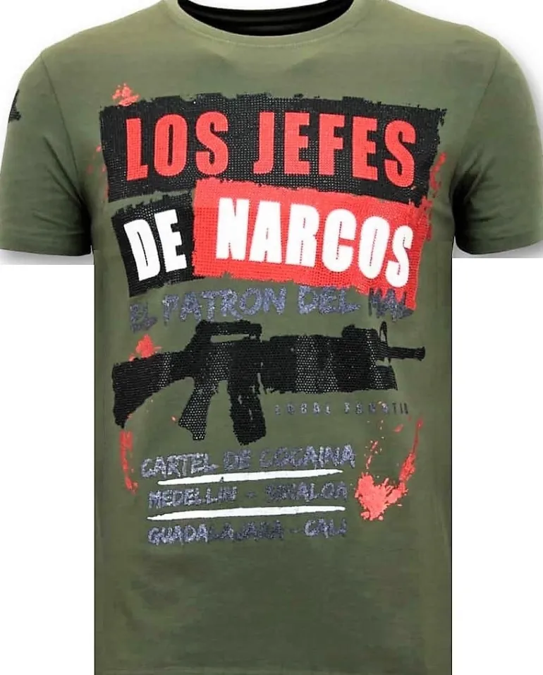 T-shirt Heren - Los Jefes De Narcos - Groen