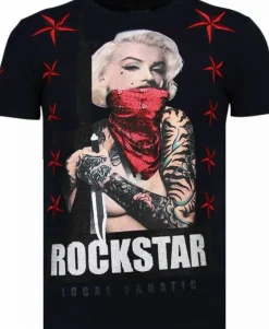 T-shirt Heren - Marilyn Rockstar - Blauw