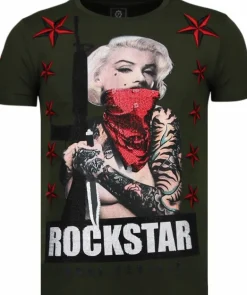 T-shirt Heren - Marilyn Rockstar - Groen