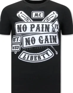 T-shirt Heren - Mc No Pain No Gain 1% - Zwart