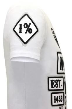 T-shirt Heren - Mc No Pain No Gain 1% - Wit