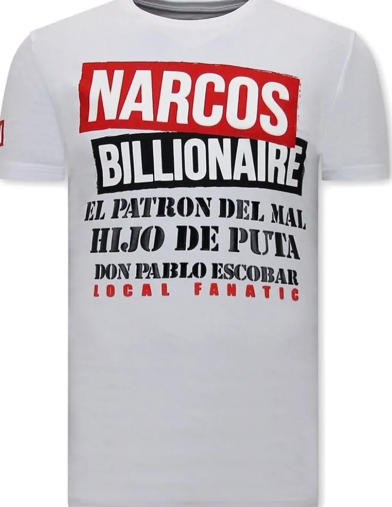 T-shirt Heren - Narcos Billionaire - Wit