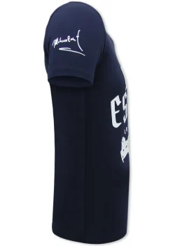 T-shirt Heren - Pablo Escobar Uzi - Blauw