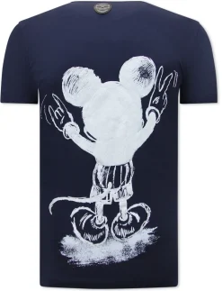 T-shirt Heren - Peace Cartoon - Blauw