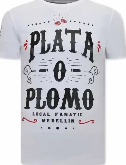T-shirt Heren - Plata O Plomo - Wit