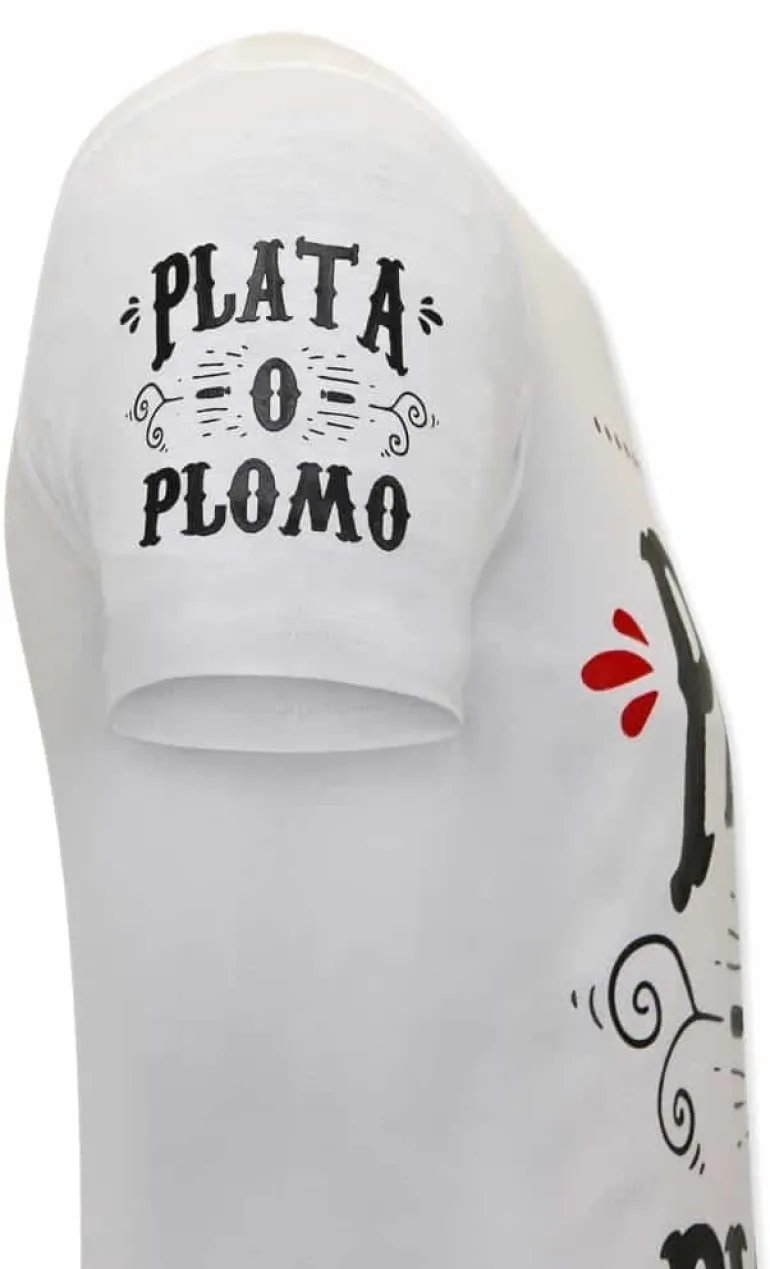 T-shirt Heren - Plata O Plomo - Wit