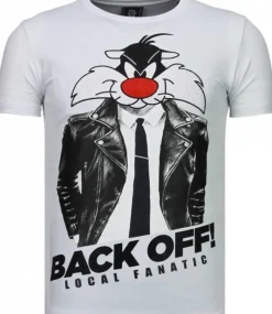 T-shirt Heren - Pussy Cat - Wit