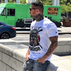 T-shirt Heren - Savage Samurai - Wit