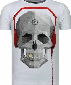 T-shirt Heren - Skull Beat - Wit