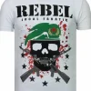 T-shirt Heren - Skull Rebel - Wit