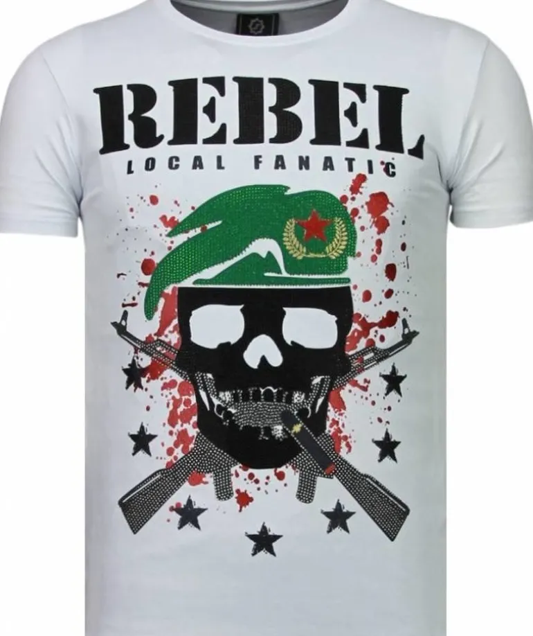 T-shirt Heren - Skull Rebel - Wit