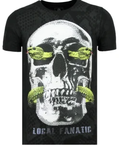 T-shirt Heren - Skull Snake - Zwart