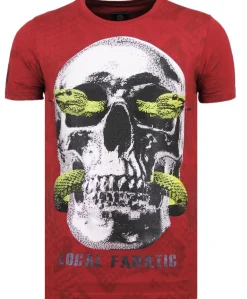T-shirt Heren - Skull Snake - Bordeaux
