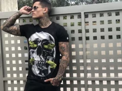 T-shirt Heren - Skull Snake - Zwart